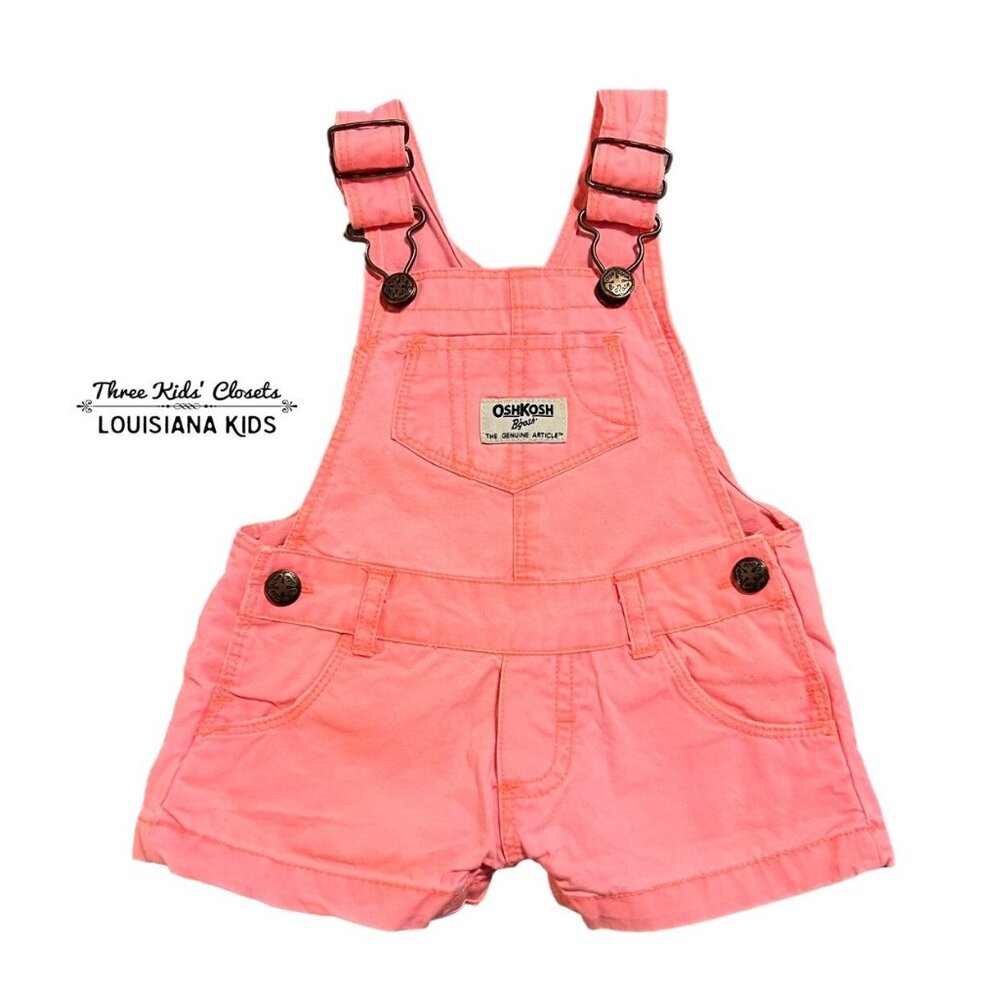 OshKosh 6m Neon Pink Overalls Shorts